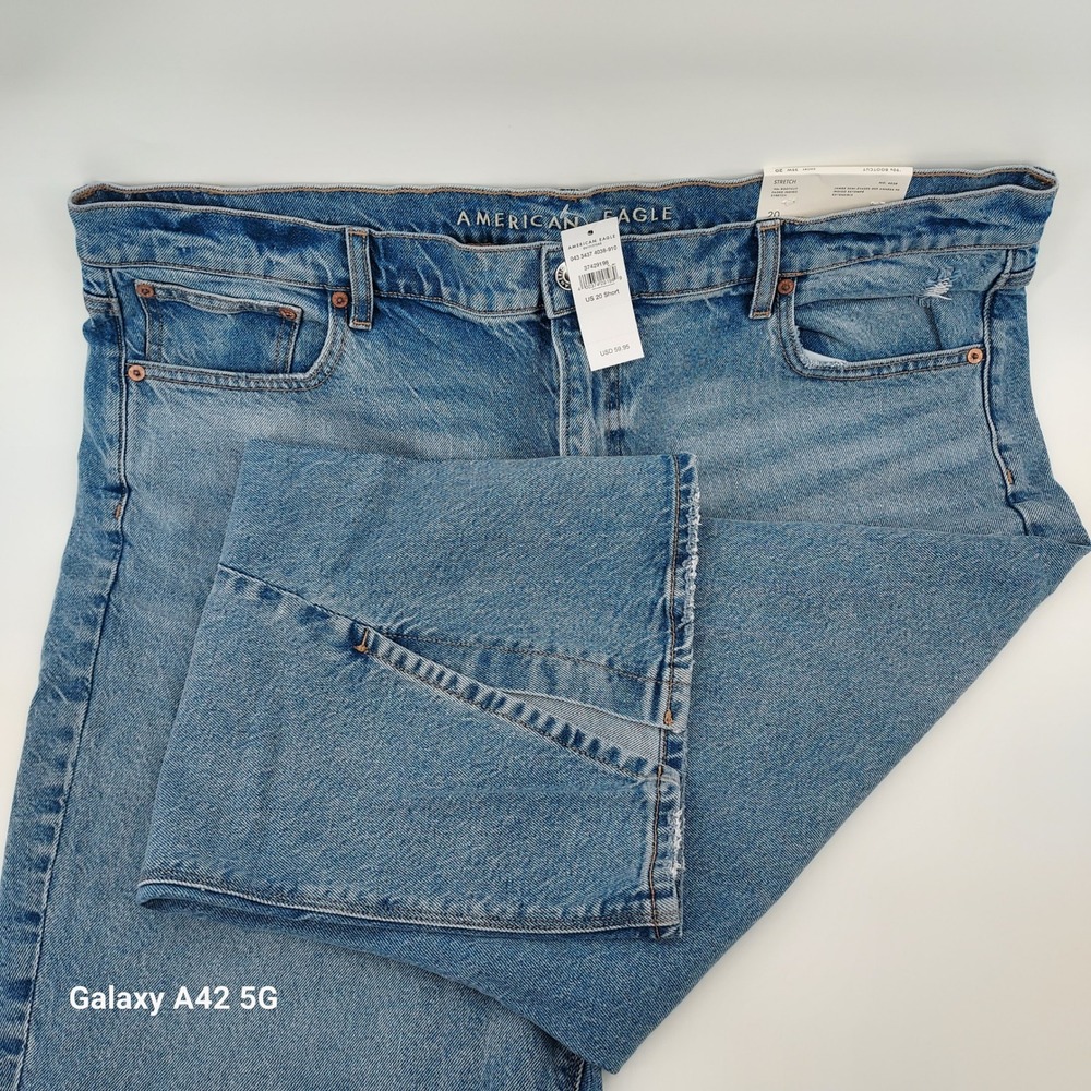 American Eagle‎ 90s Bootcut Jeans Faded Indigo Stretch Split Hem Size 20 Short